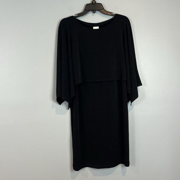 Chicos Small Black Dress Convertible Wear 3 Way Styling Solid Cape NWT $119 - Picture 1 of 13